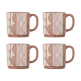 Saul Embossed Stoneware Mugs 235ml Set of 4 - Pink