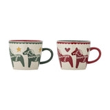 Siffer Star Stoneware Christmas Mugs 300ml Set of 2 - Multi