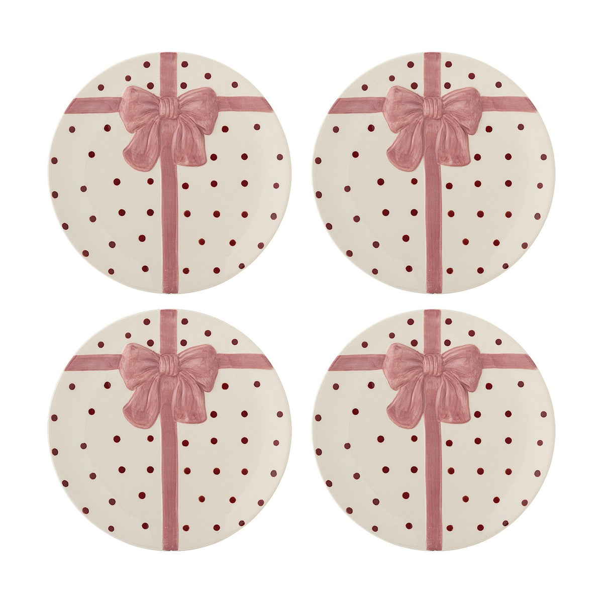 Bowie Dotted Stoneware Christmas Side Plates Set of 4 - Cream