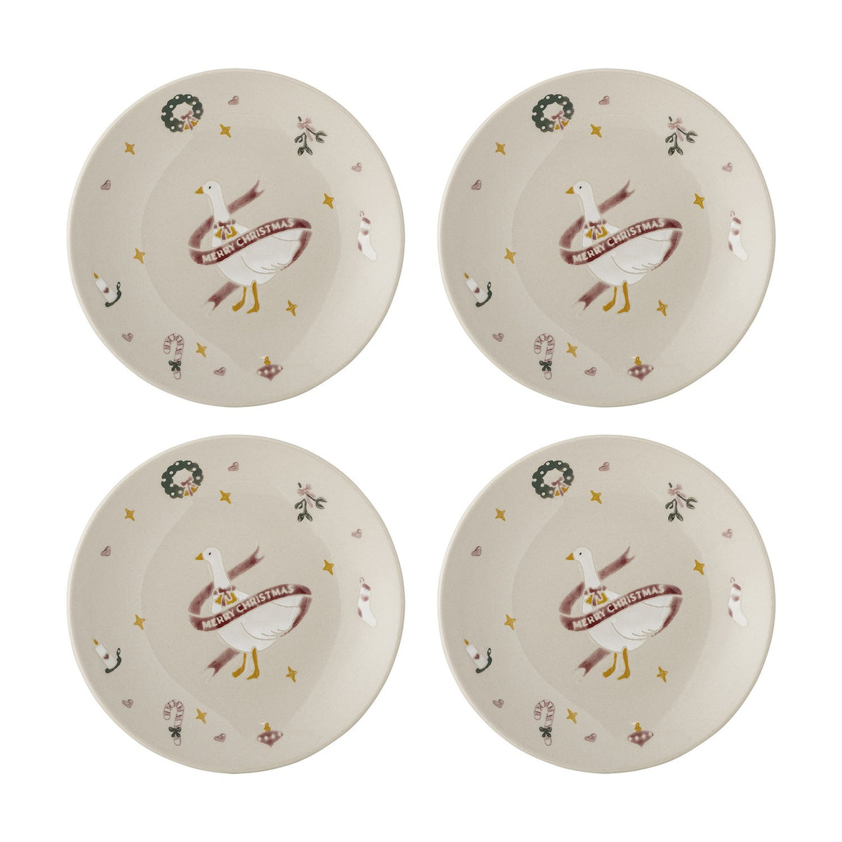 Mary Stoneware Christmas Plates Set of 4 - Cream