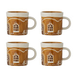 Gina Stoneware Christmas Mugs 250ml Set of 4 - Brown