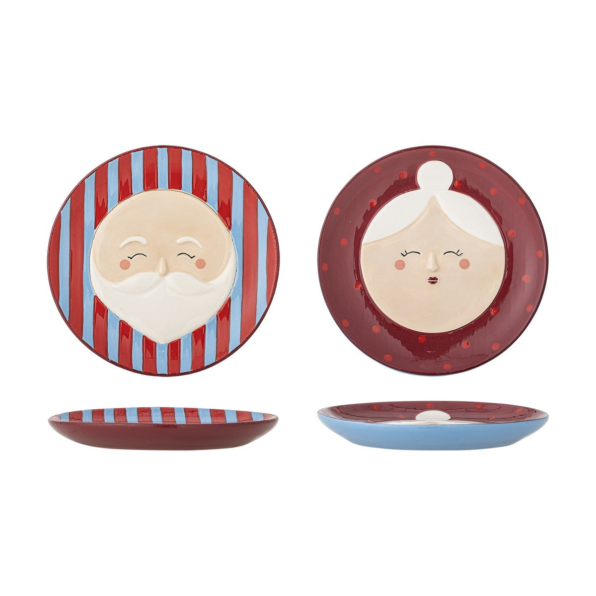 Granny Embossed Stoneware Christmas Plates Set of 2 - Red