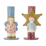 Bisby Star Stoneware Christmas Candle Holders Set of 2 - Multi