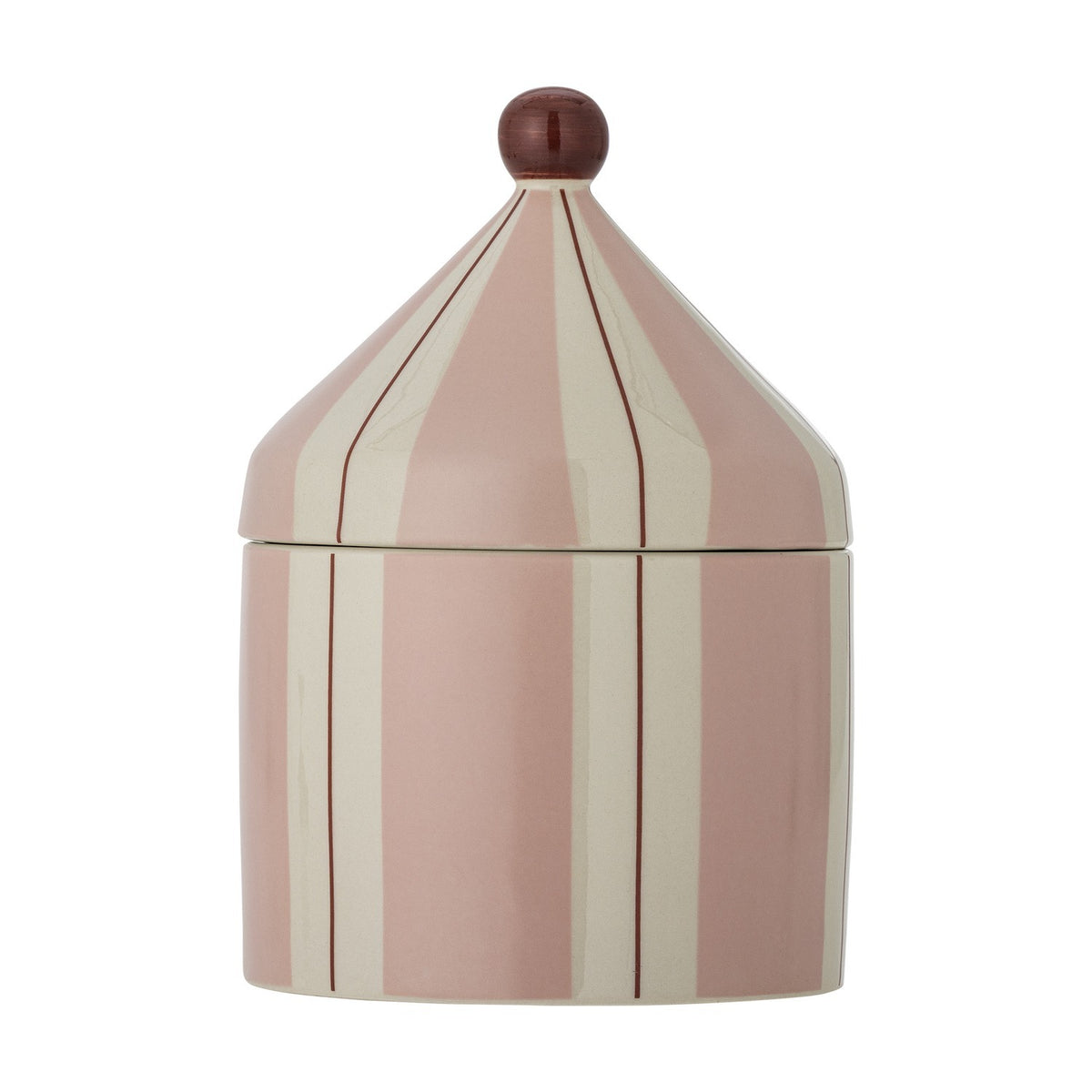 Cimmi Striped Stoneware Storage Jar with Lid 1150ml - Pink