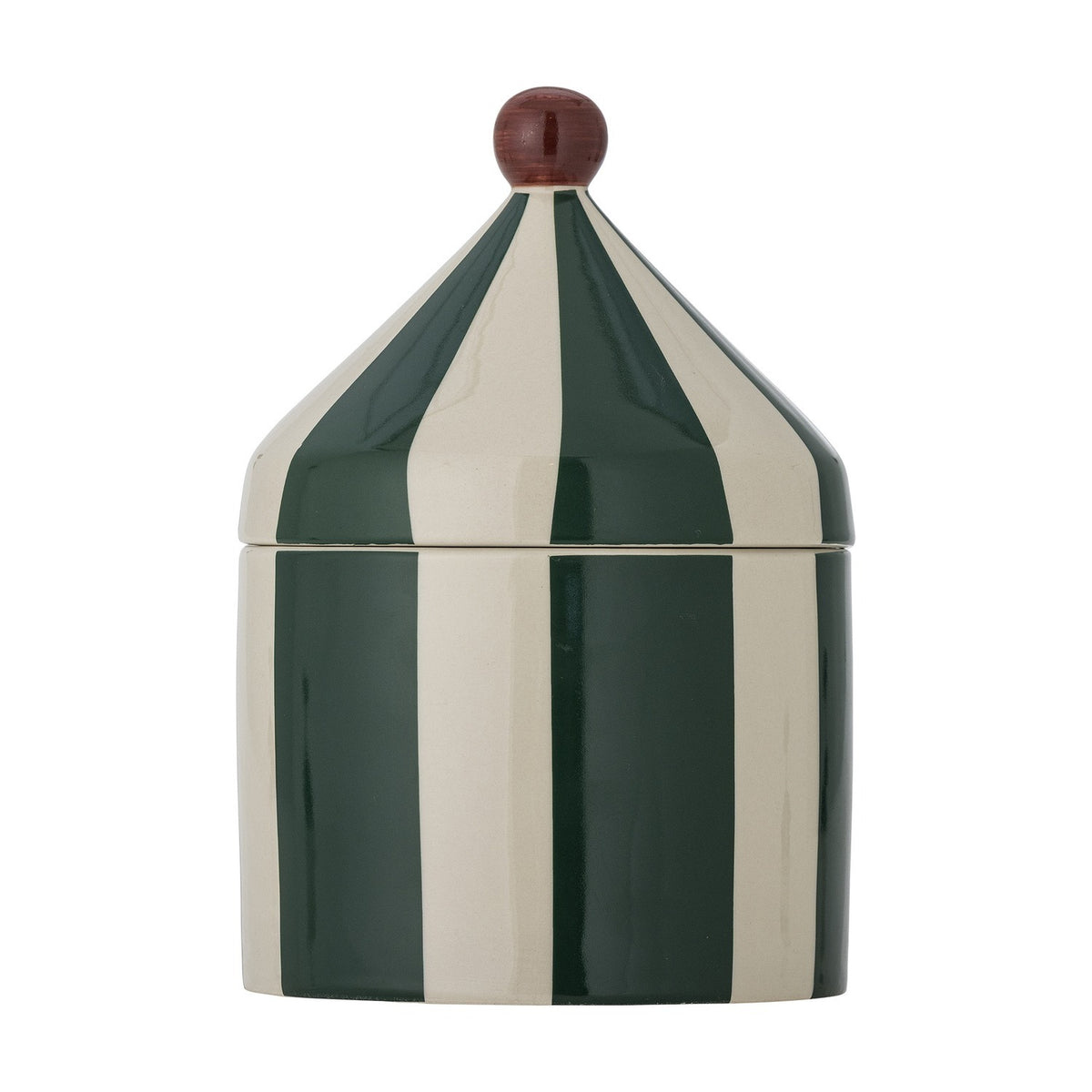 Cimmi Striped Stoneware Storage Jar with Lid 1150ml - Green