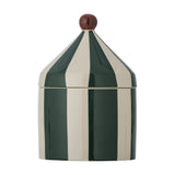Cimmi Striped Stoneware Storage Jar with Lid 1150ml - Green