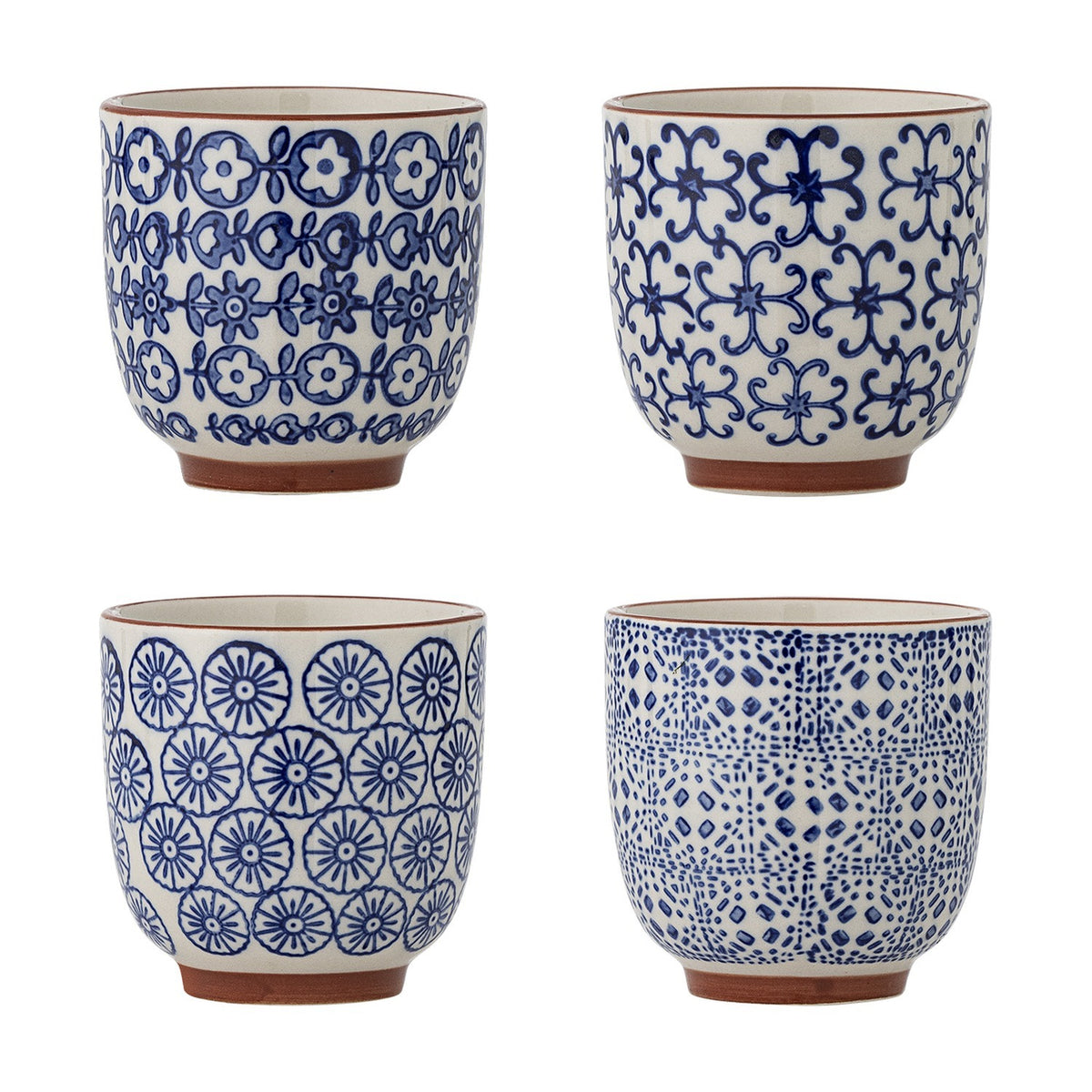 Karine Floral Stoneware Cups 150ml Set of 4 - Blue