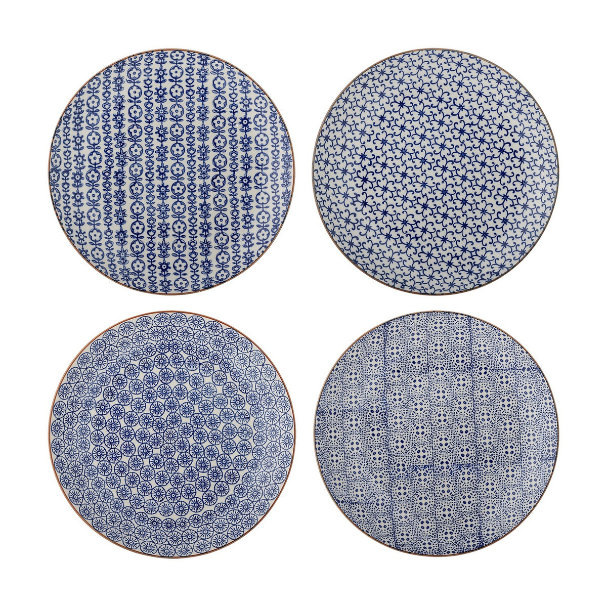 Karine Floral Stoneware Dinner Plates Set of 4 - Blue