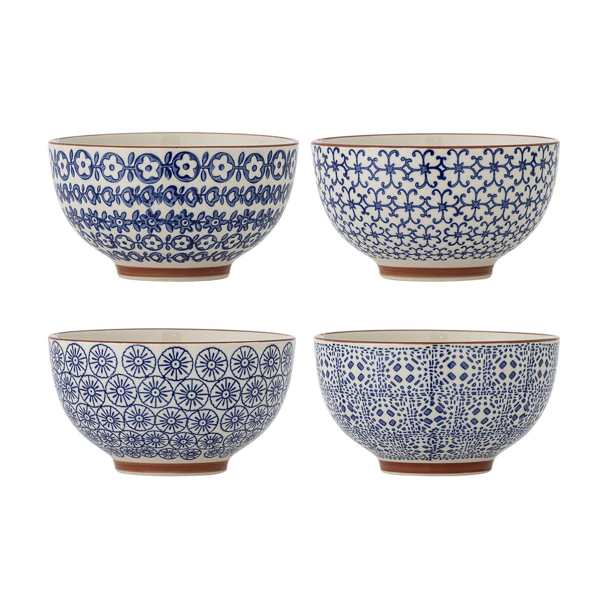 Karine Floral Stoneware Bowls 13.5cm Set of 4 - Blue