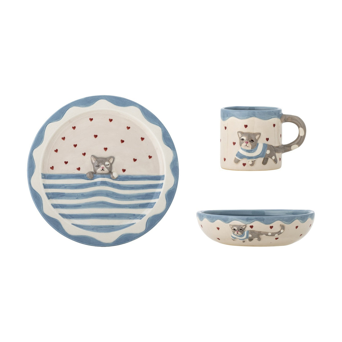 Mille Heart Stoneware Kids Dinner Set of 3 - Multi