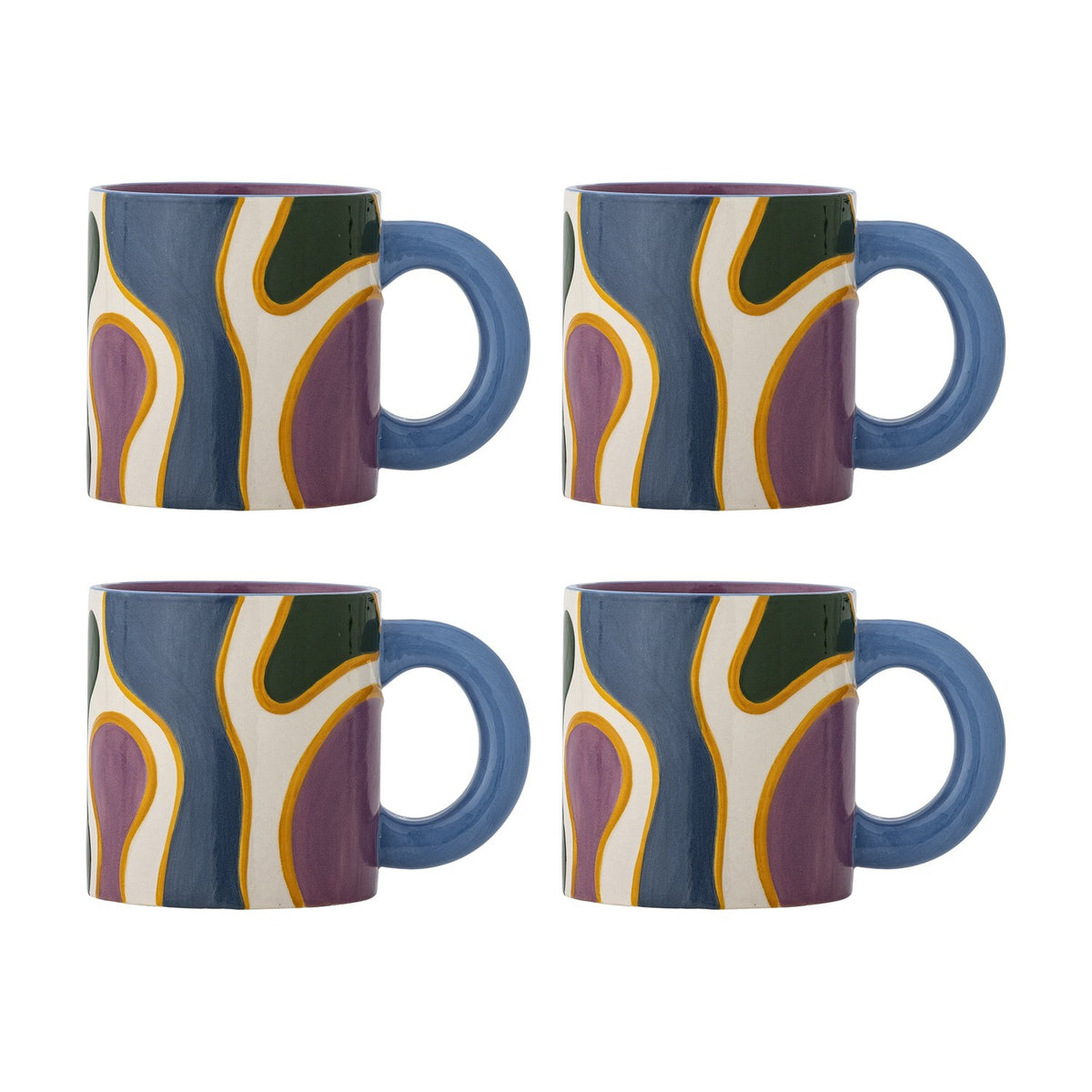 Salacia Wavy Stoneware Mugs 260ml Set of 4 - Multi