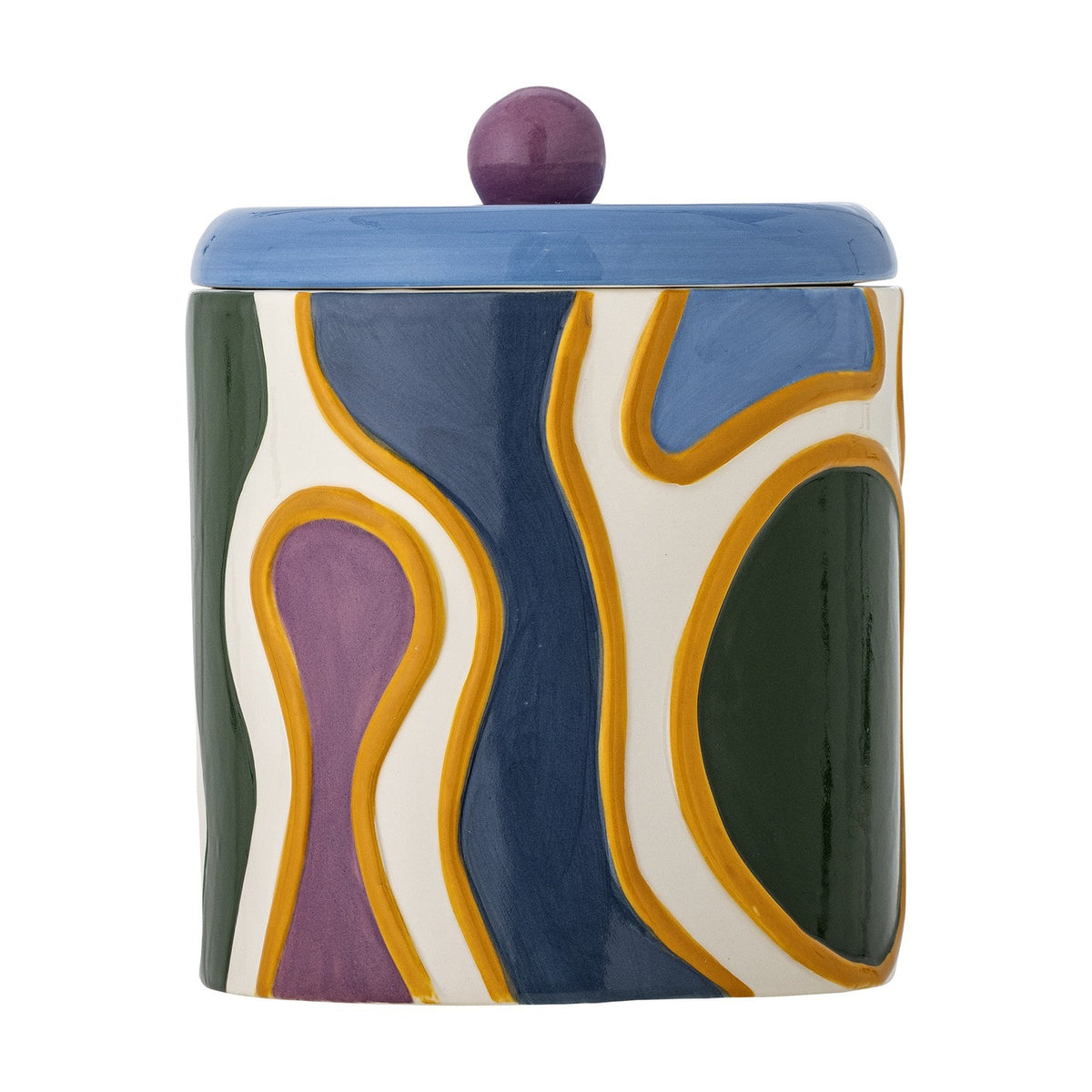 Salacia Wavy Stoneware Storage Jar with Lid 900ml - Multi