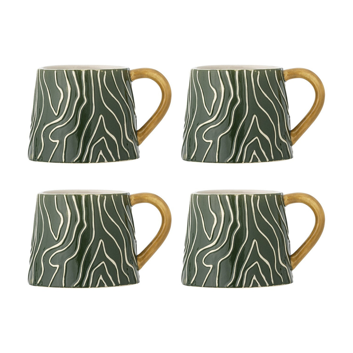 Woodsby Wavy Stoneware Cups 280ml Set of 4 - Green