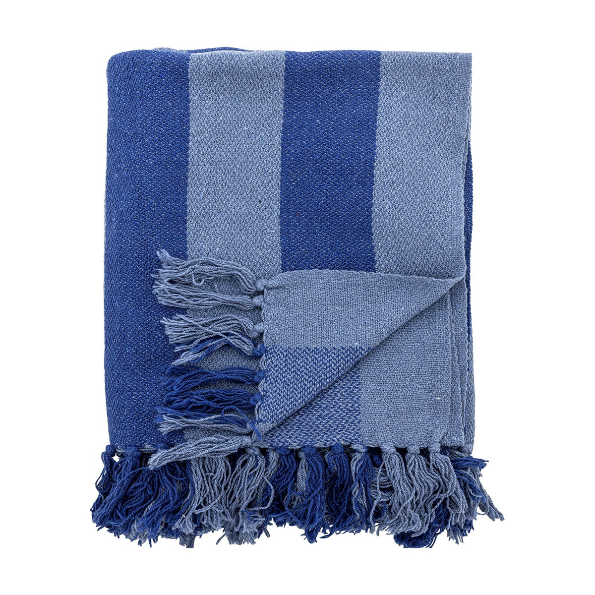 Frello Striped Cotton Throw - Blue
