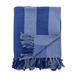 Frello Striped Cotton Throw - Blue