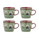 Peo Stoneware Christmas Mugs 300ml Set of 4 - Green