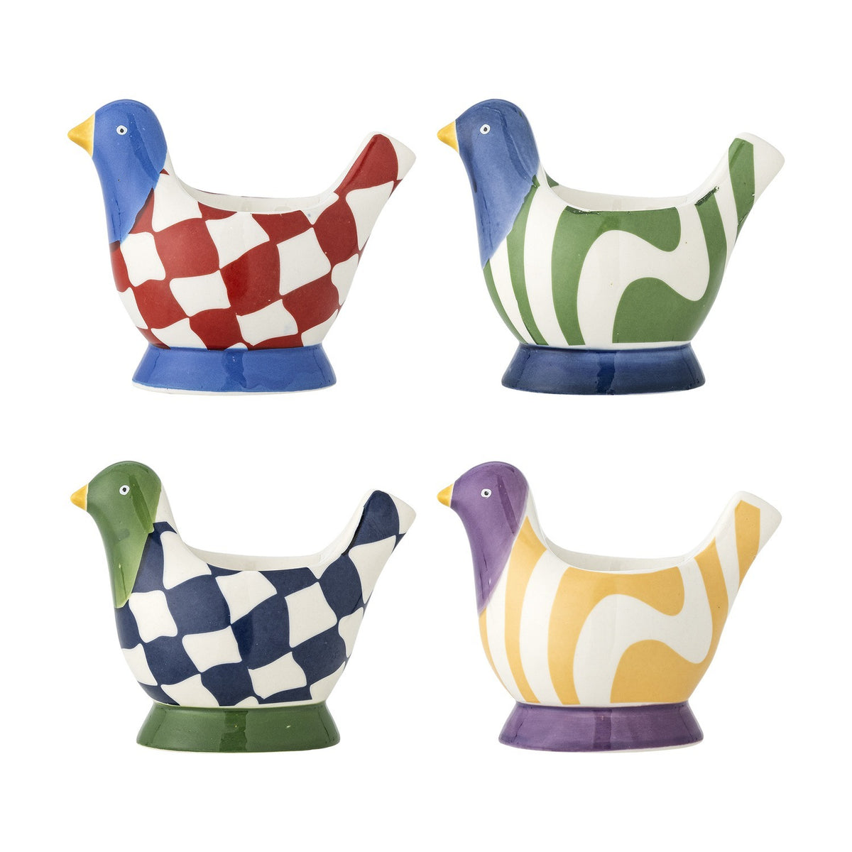 Birdy Stoneware Egg Cups Set of 4 - Multi