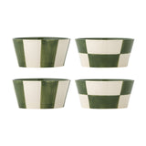 Floki Striped Stoneware Bowls 13.5cm Set of 4 - Green