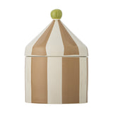 Cimmi Striped Stoneware Storage Jar with Lid - Beige