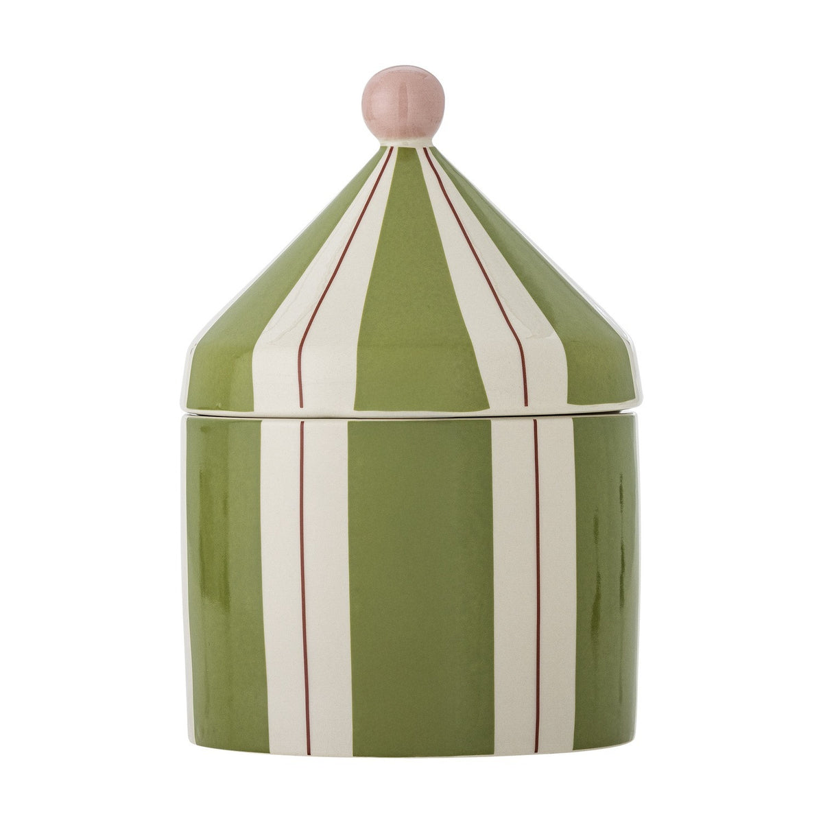 Cimmi Striped Stoneware Storage Jar with Lid - Green