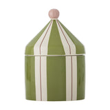 Cimmi Striped Stoneware Storage Jar with Lid - Green