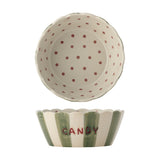 Chip Striped Stoneware Bowl 17cm - Green