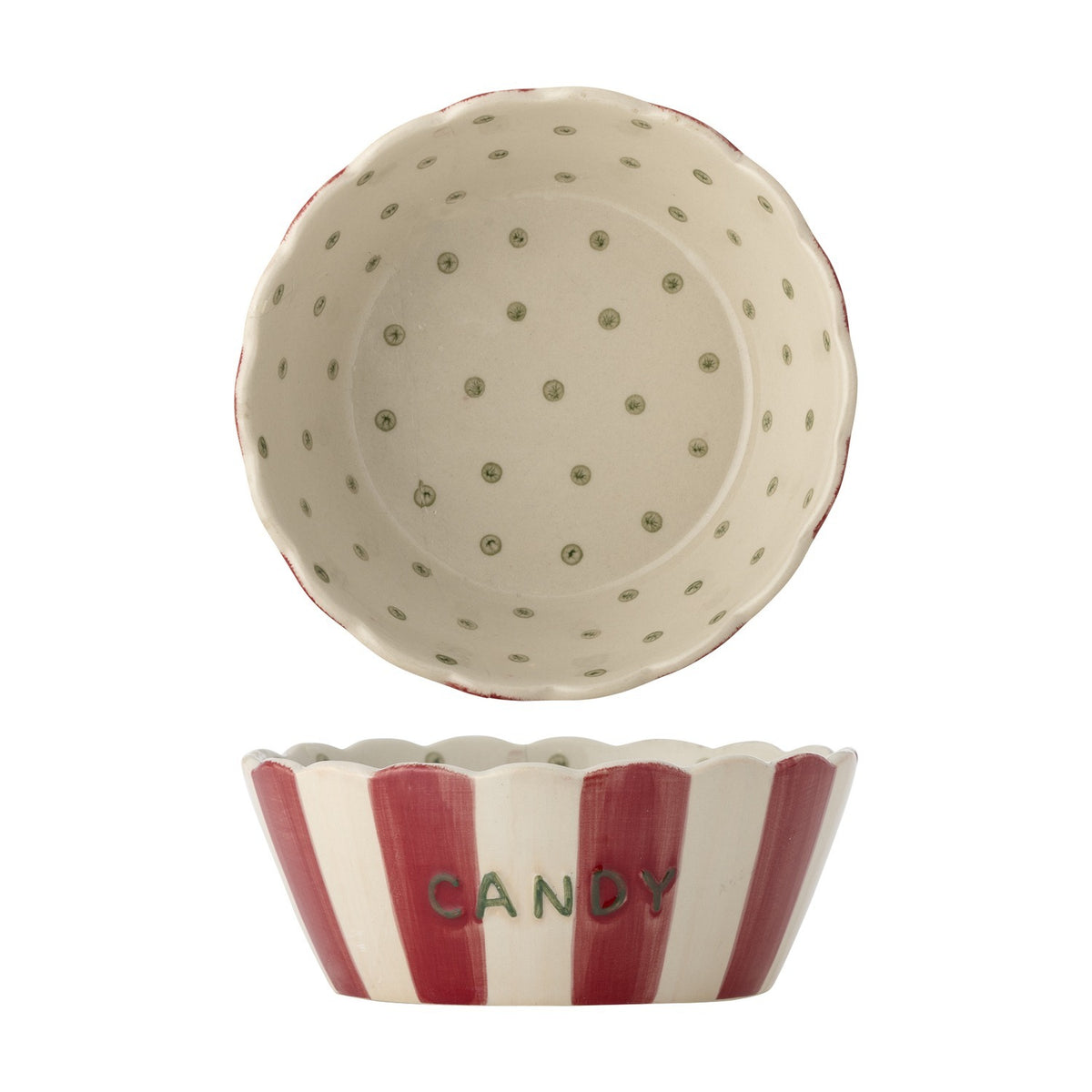 Chip Striped Stoneware Bowl 17cm - Red