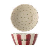 Chip Striped Stoneware Bowl 17cm - Red