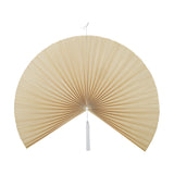 Jaime Bamboo Wall Decor 110cm in natural finish, a pleated bamboo fan shape with a white tassel hanging from the centre, shown on a plain white background.