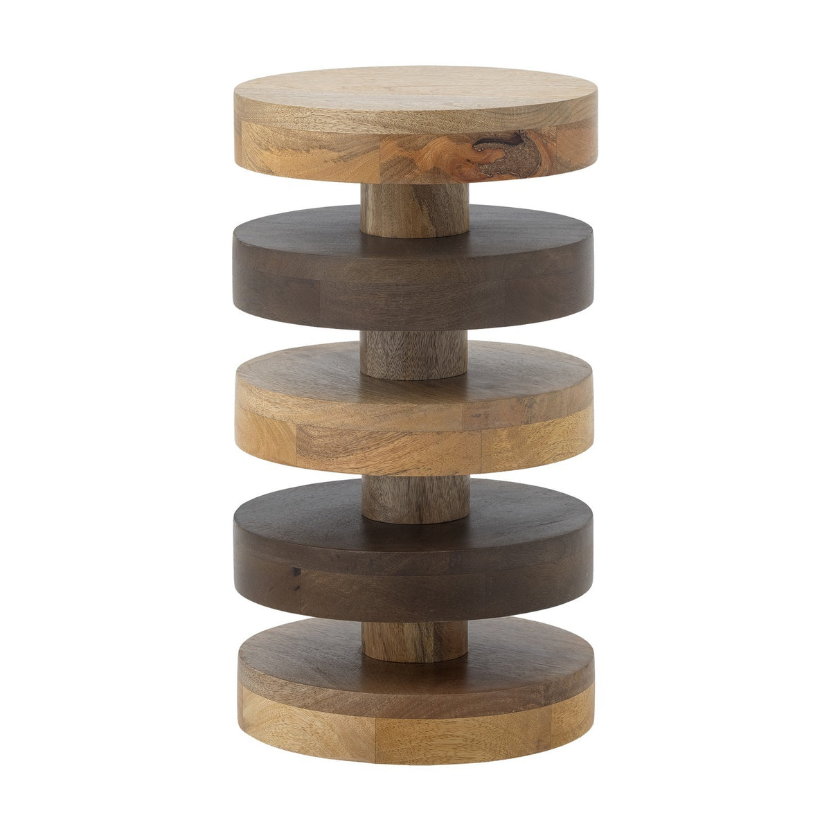 Franka Round Wooden Side Table - Brown