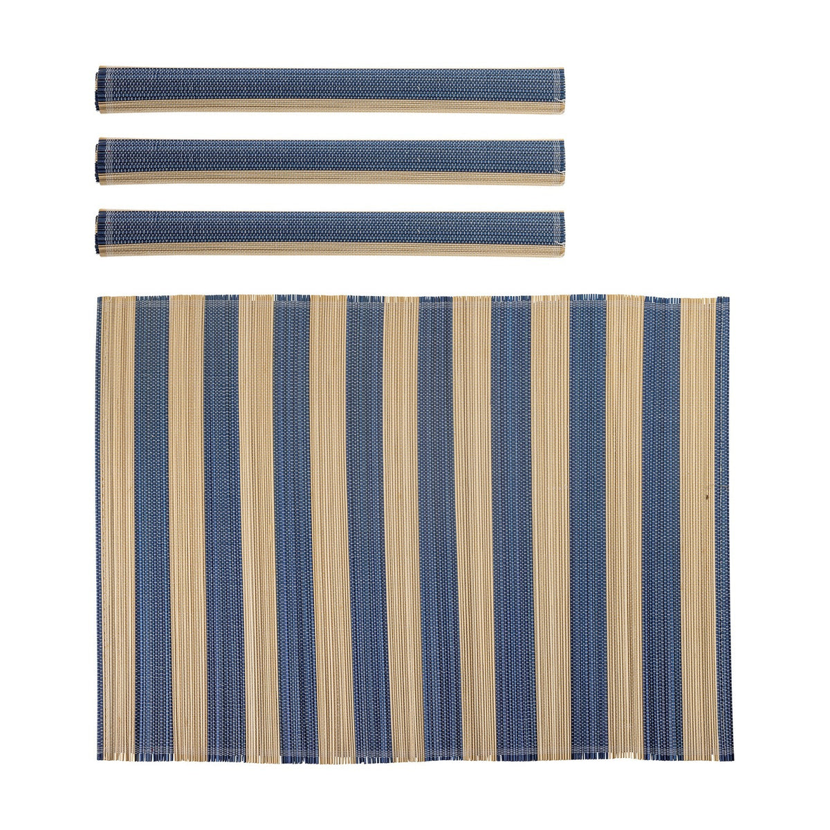 Marola Striped Bamboo Placemats Set of 4 - Blue