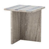 Clea Striped Marble Side Table - Beige
