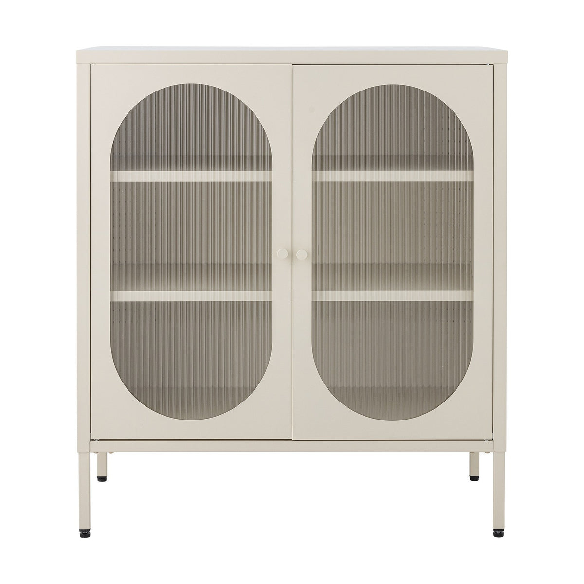 Salvo Ribbed Iron Cabinet - Beige