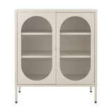 Salvo Ribbed Iron Cabinet - Beige