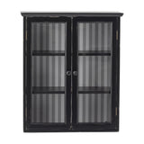 Hazem Striped Wooden Cabinet - Black