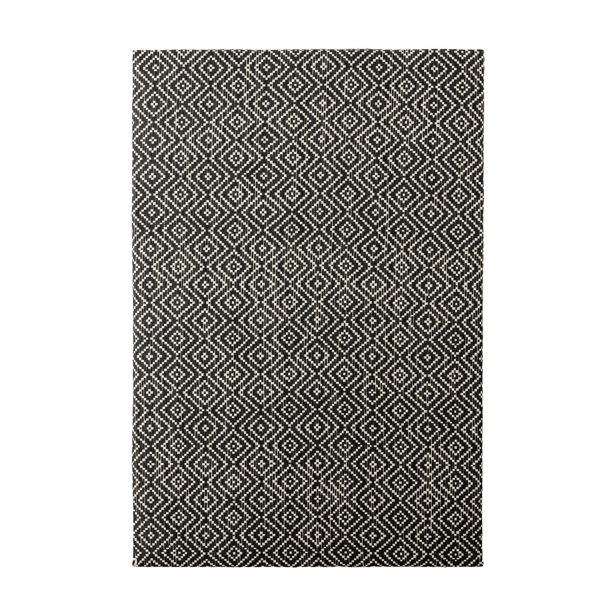 Rivalta Pin Board in black with a woven, repeating diamond pattern, rectangular MDF frame, shown upright on a plain white background.