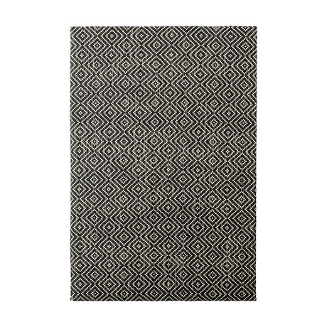 Rivalta Pin Board in black with a woven, repeating diamond pattern, rectangular MDF frame, shown upright on a plain white background.
