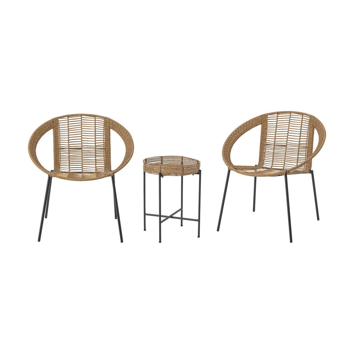 Dudine Round Garden Lounge Set of 3 - Beige