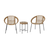 Dudine Round Garden Lounge Set of 3 - Beige
