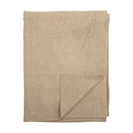 Terni Cotton & Linen Tablecloth 200x150cm in natural, shown folded with a crinkled woven texture against a plain white background.
