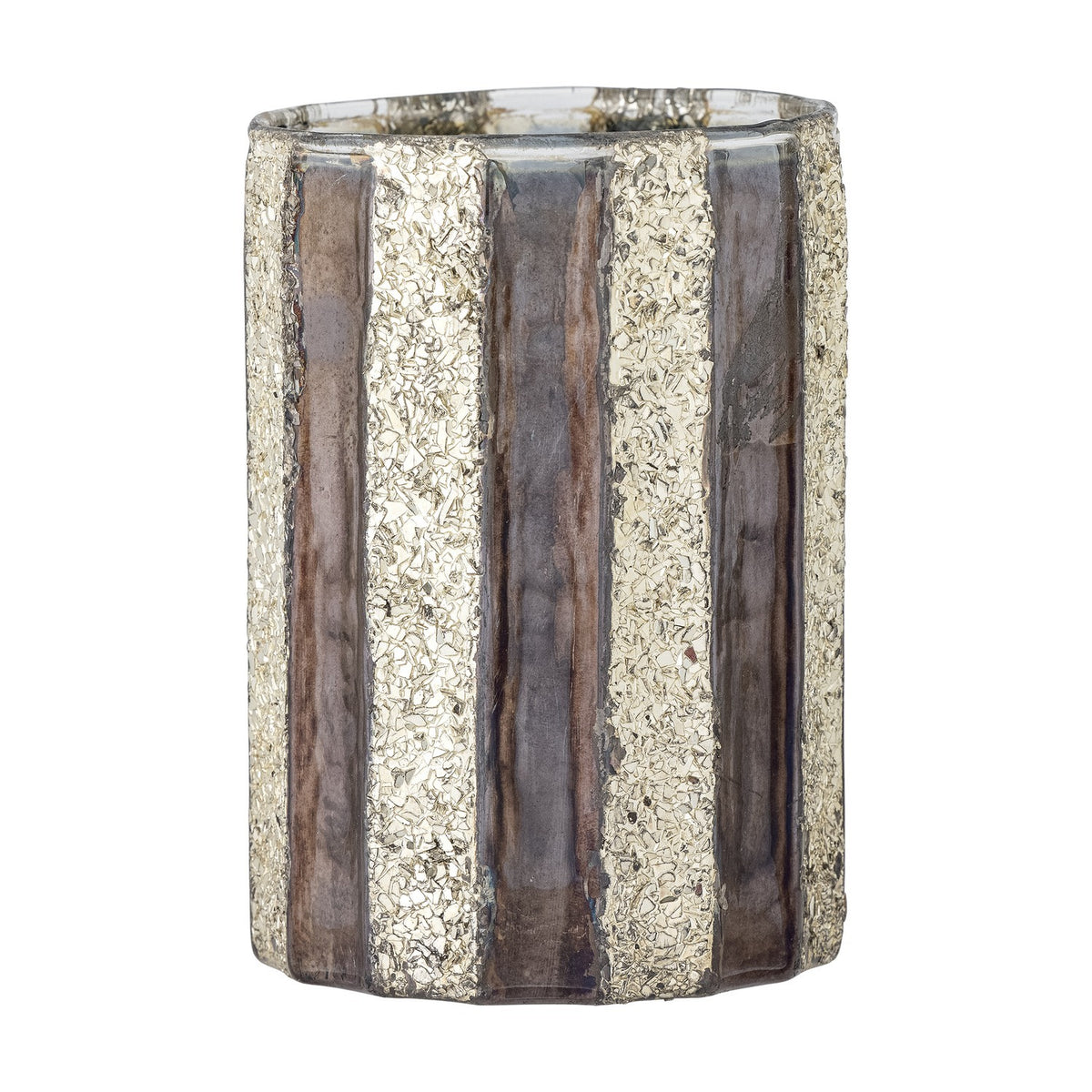 Cicilia Striped Glass Christmas Tealight Holder - Champagne