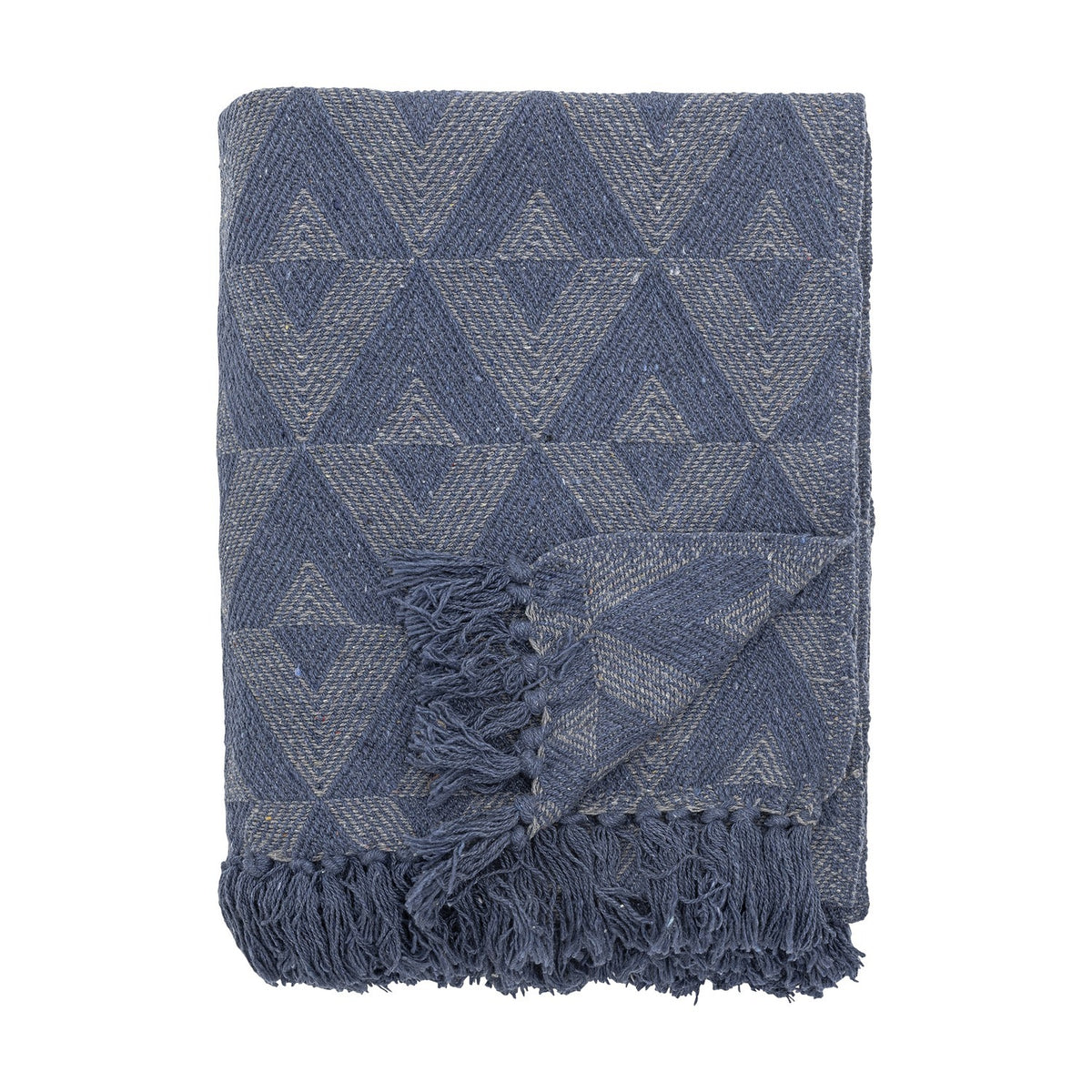 Udine Geometric Cotton Throw - Blue