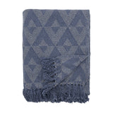 Udine Geometric Cotton Throw - Blue