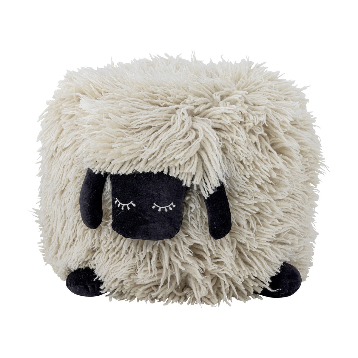 Dolly Sheep Wool Pouffe - Cream