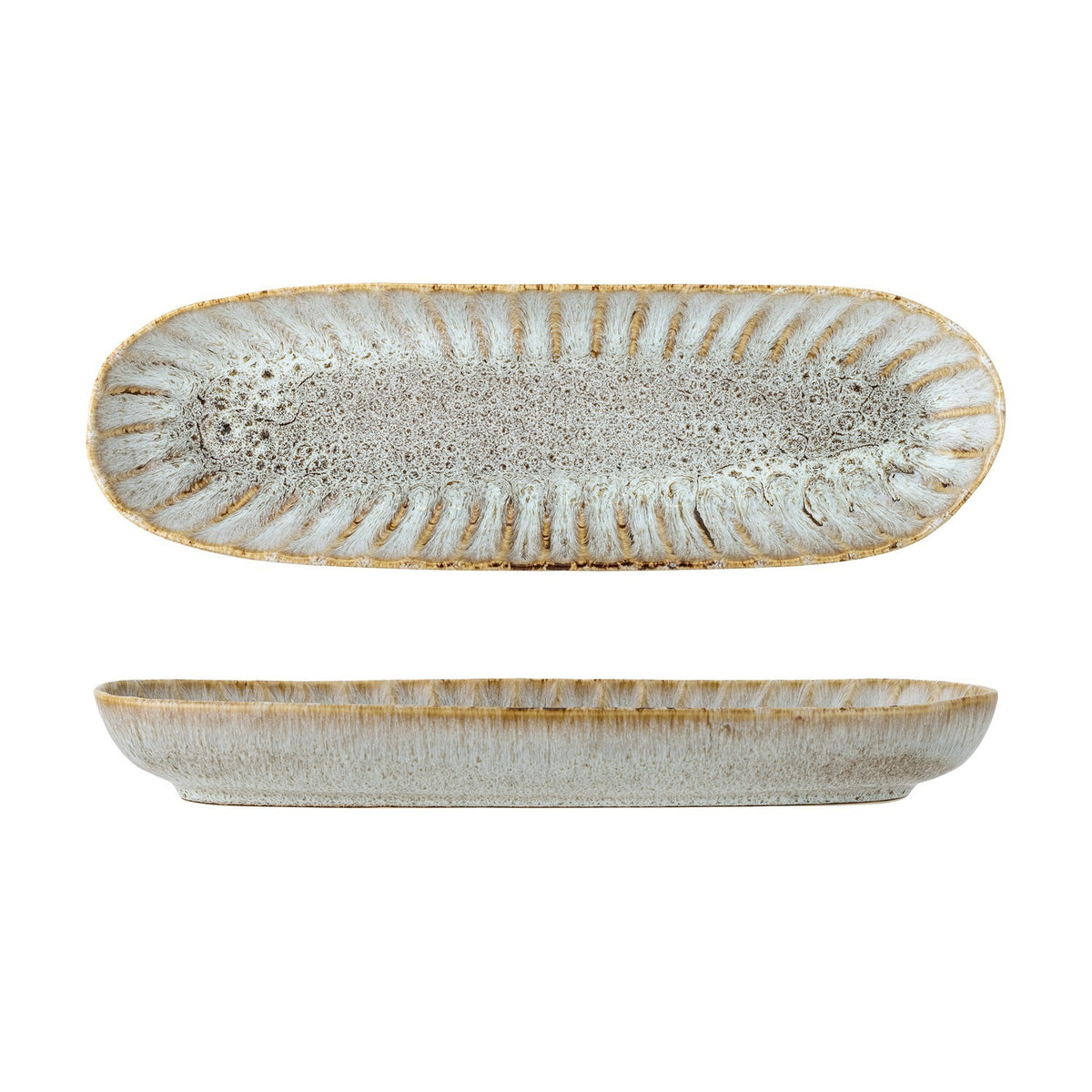 Fleur Stoneware Platter - Grey