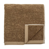 Kahla Cotton Towel 140x70cm in Brown, folded square with a two-tone herringbone weave and smooth flat-woven border, shown on a white background.
