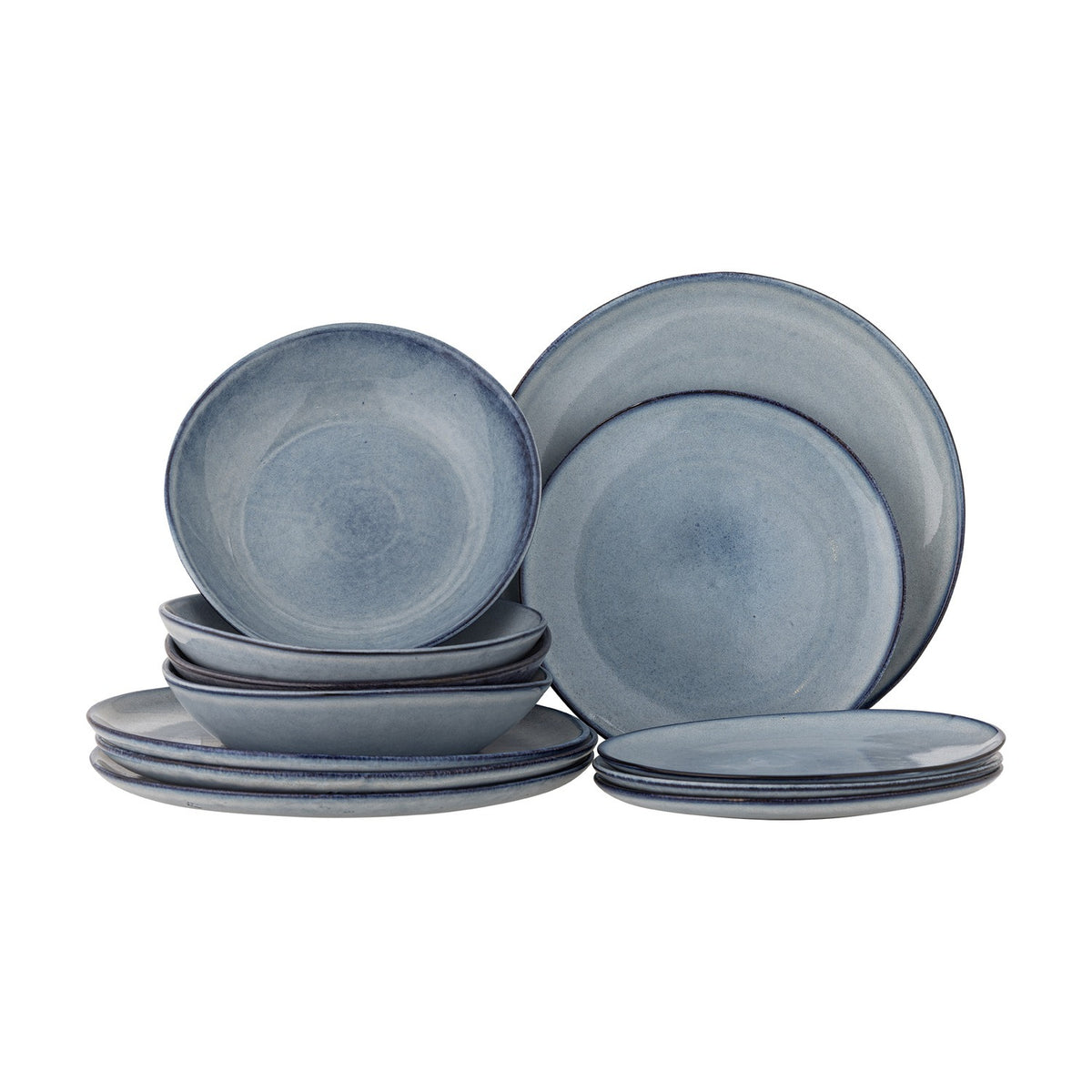 Sandrine Stoneware Dinner Set of 12 - Blue