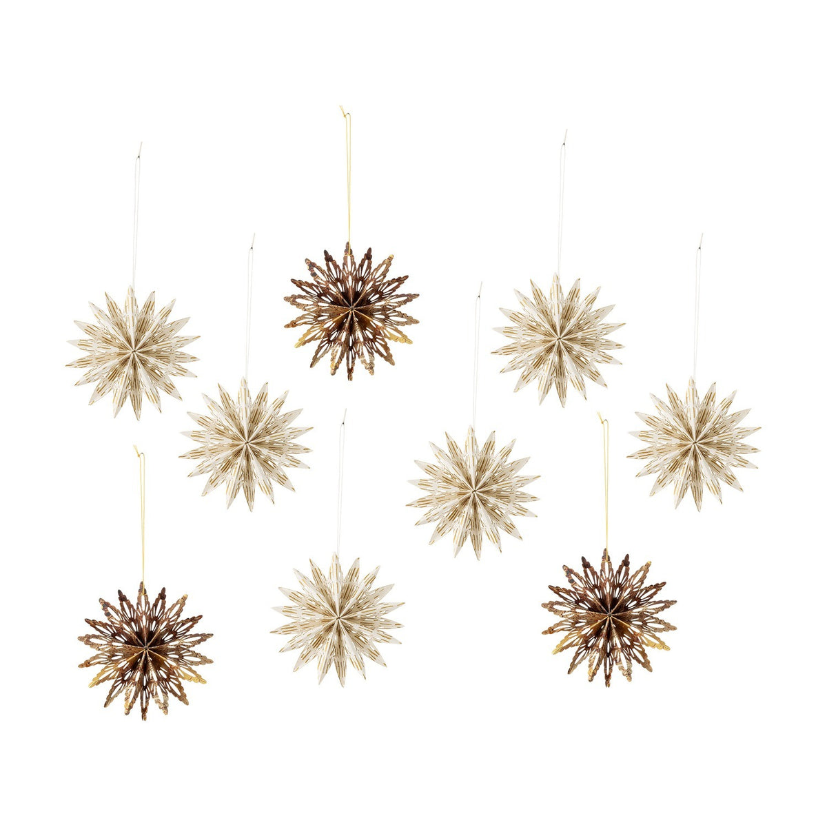 Star Paper Christmas Tree Decorations Pack of 9 - Natural