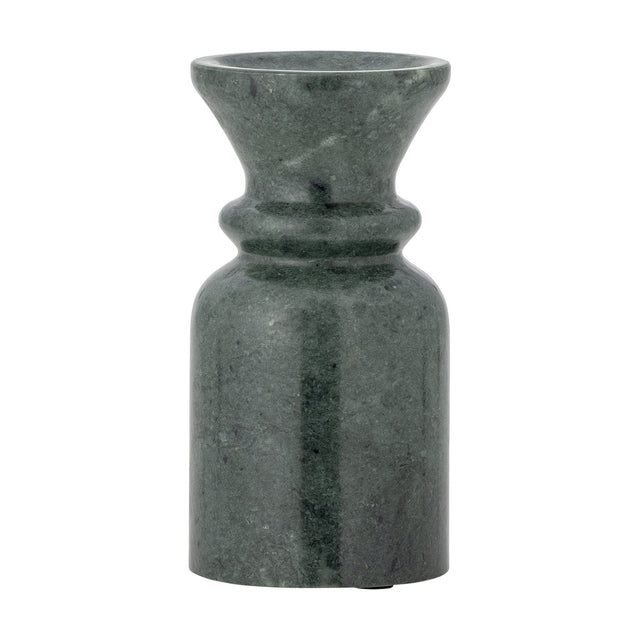 Sicilia Marble Candle Holder 15.5cm in green, with a flared cup top, rounded collar, and straight column base in a polished finish, shown on a plain white background.
