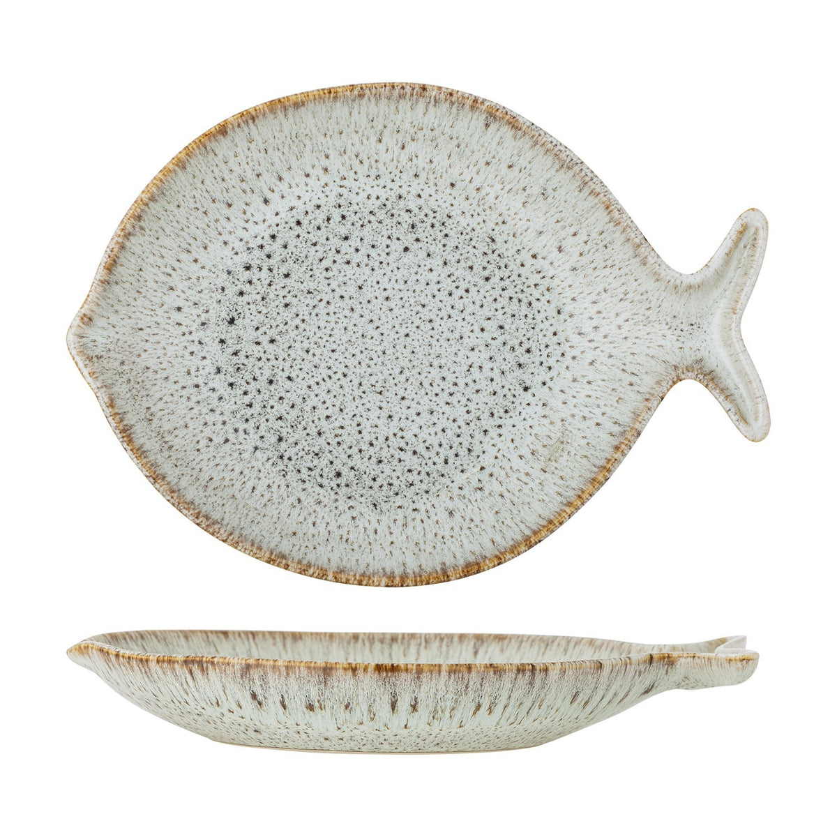 Fleur Fish Stoneware Platter - White